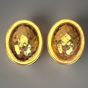 Vintage Monet, goldtone, weighted hammered pierced earrings